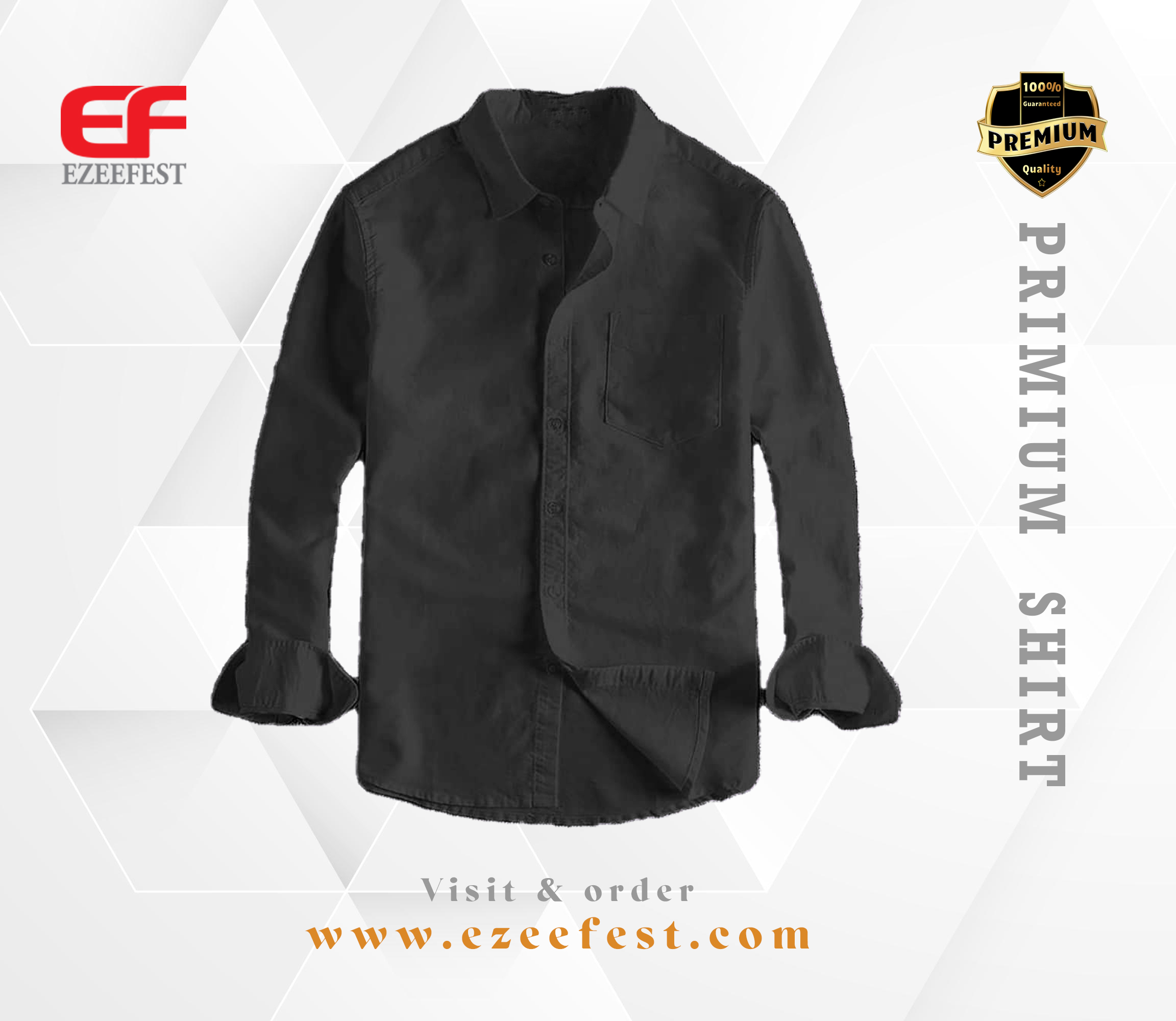 Men's Full Sleeve Oxford Cotton Shirt(black)