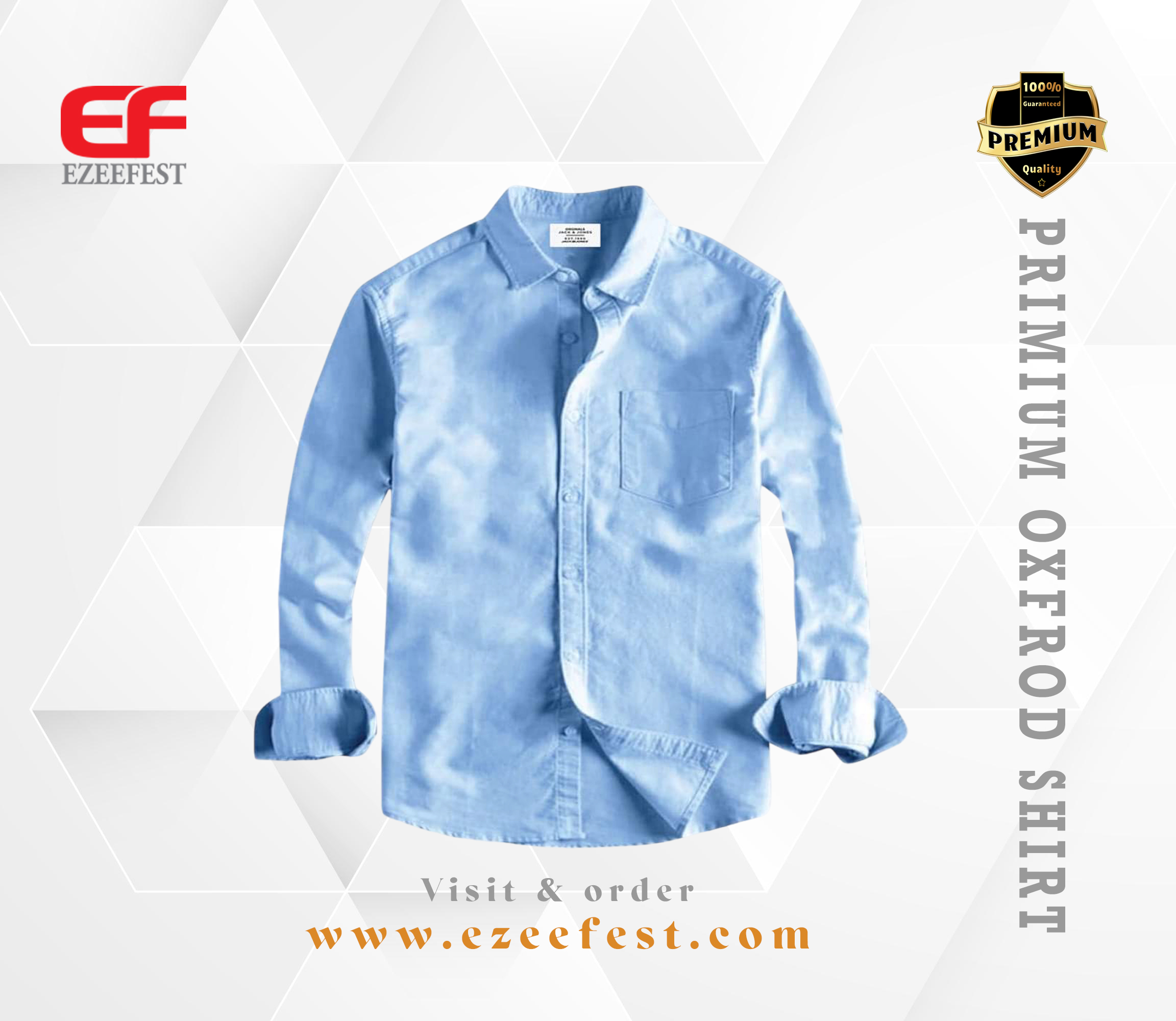 Men's Full Sleeve Oxford Cotton Shirt(skyblue)